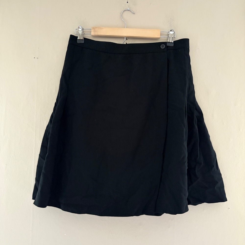 Pleated Mini Wool Skirt Sz 12 Black Academia Preppy Old Money Schoolgirl Grunge